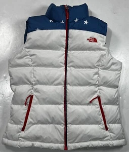The North Face Nuptse 700 Down Puffer Vest Womens Medium White RU/14 Olympics - Picture 1 of 16