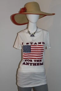 Camisetas para mujer True Religion talla S con estampado EE. UU. Estoy de pie para el himno - Imagen 1 de 11