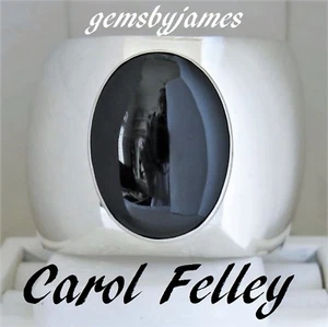 GINORMOUS 2" CAROL FELLEY ONYX CUFF Bracelet Solid 925 Sterling Silver Vtg 6-7.5 - Picture 1 of 7