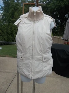 ANN TAYLOR IVORY FLEECE LINED VEST WITH HOOD S - Picture 1 of 2