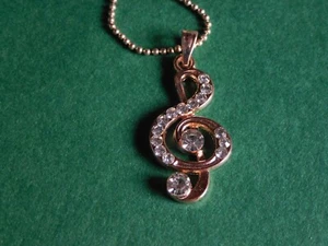 Kette mit Notenschlüssel Anhänger gold Neu Modeschmuck Schmuck Halskette - Bild 1 von 6