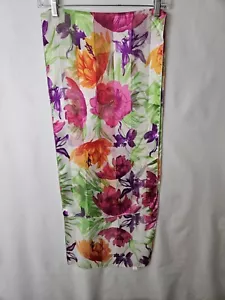 Floral Design Women's Scarf Assorted Flowers Vibrant Colors Polyester 60"X 13" - Picture 1 of 9