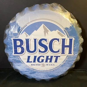 Busch Light Bottle Cap Aluminum Metal Sign 16.5” for Man Cave Bar or Garage New - Picture 1 of 5