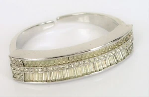VTG BEAUTIFUL DESIGNER KRAMER OF NY FINE CZ RHINESTONE HINGED CUFF BRACELET DECO - Picture 1 of 2