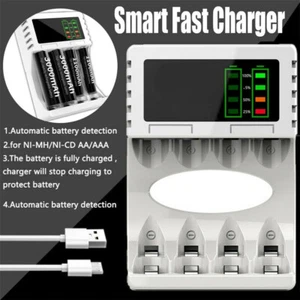 4 Slots LCD AA AAA Rechargeable Battery Charger For NIMH NICD Batteries white - Picture 1 of 7