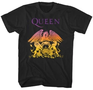 Queen Gradient Crest T Shirt Mens Licensed Rock N Roll Music Band Tee New Black - Picture 1 of 2