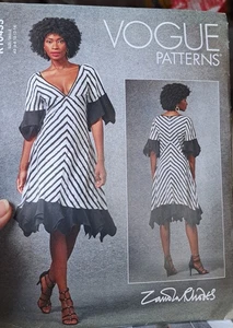 Vogue R10455 ZANDRA RHODES Bias Cut Dress Deep V-Neck Sz 6-14 Sewing Pattern UC - Picture 1 of 2