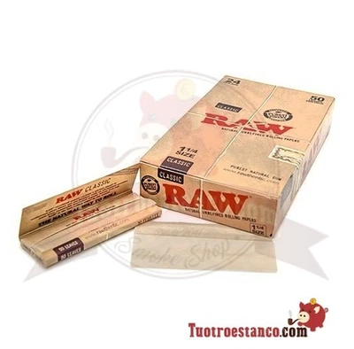 Papel Raw Classic 1 1/4 -1 Scatola Raw Classic cartine naturali - 50 flogi - Imagen 1 de 4