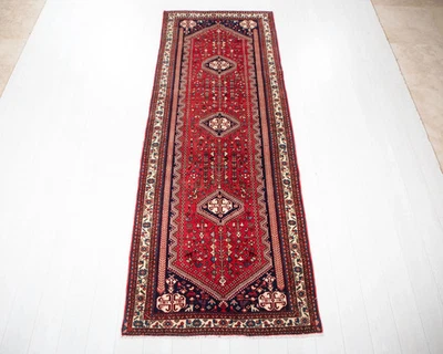 Alfombra de corredor tribal vintage anudada a mano excelente 9' 5" x 3' 5" Foto 1 de 4