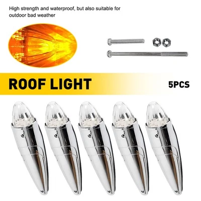 5x Clear/Amber 17 LED Torpedo Cab Marker Roof Light For Ford F-150 F-250 F-350 A - Image 1 of 4