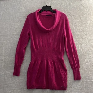 Bcbgmaxazria Womans Sweater Dress Pink Medium Solid Cashmere Blend Long Sleeve - Picture 1 of 8
