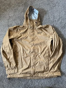 Marmot Mens Rain Jacket Gold Brown Hooded Full Zip Lightweight Size Large - Picture 1 of 7