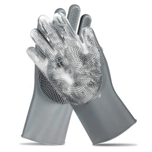 Pet Grooming Gloves - Gentle Dog Bathing Shampoo Brush - Massage Mitt with - Picture 1 of 5