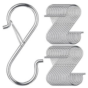 48 PCS Hooks for Hanging with Safety Buckle 3.5 inch Heavy Duty Metal Shaped - Picture 1 of 9