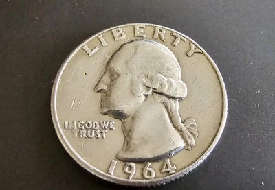 1964 90% Silver Washington Quarter Mint Error | Struck Through Grease Rare Coin - Image 1 of 4