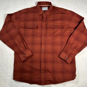 Poncho Camicia Flanella Uomo Grande Arancione Plaid Regolare Tasche Magnetiche Outdoor - Foto 1 di 12