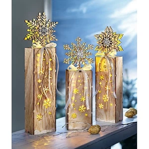 Columnas Decorativas LED Copo de Nieve Juego de 3 Tamaños hasta 40 cm Funcionamiento a Batería - Imagen 1 de 2