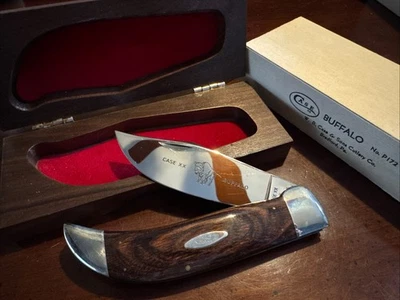 Case XX USA 4 Dot P172 Buffalo Folding Hunting Knife with Wood Box Rosewood - Image 1 of 4