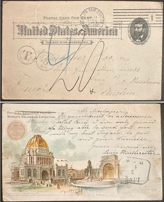 US UX10 Columbian Expo 1893 Gold Smith Card Administration Building (UPSS cat *d Foto 1 de 3