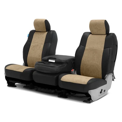 For Nissan TITAN XD 23-24 Ultisuede 1st Row Black & Beige Custom Seat Covers - Image 1 of 4
