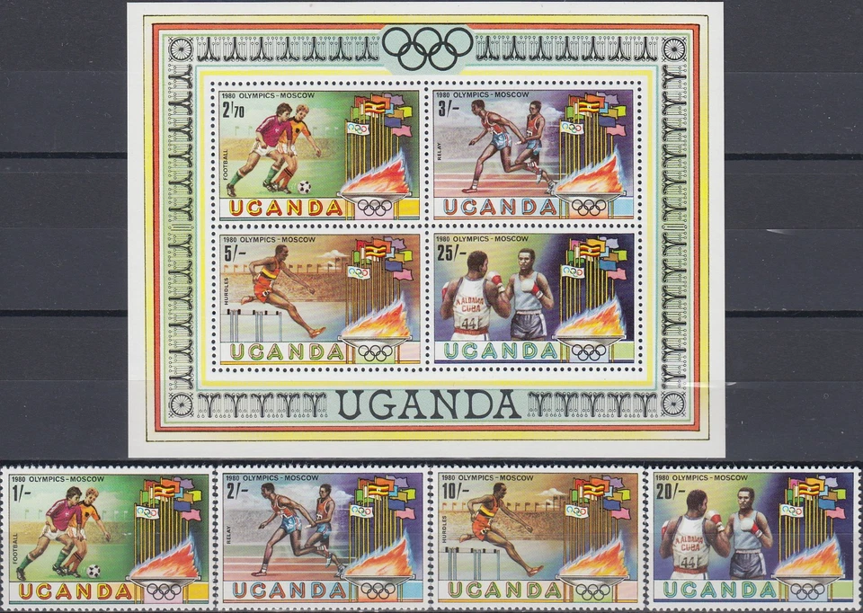 Uganda Set & S/S Juegos Olímpicos Moscú 1980 MNH-13,50 euros Foto 1 de 1