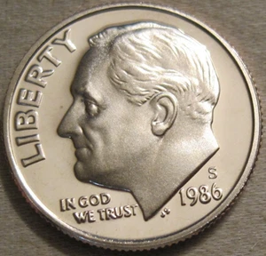 SELLING AS SHOWN - 1986 S PROOF ROOSEVELT DIME *** NICKEL CLAD COPPER *** 407 - Picture 1 of 6