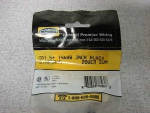 Hubbell CAT 5+ T568B jack black power sum HD58A5 - Picture 1 of 3