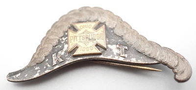 Antiguo 1898 Caballeros Templarios Ohio Pittsburgh Francmasón Sombrero Forma Medalla RARO Foto 1 de 4