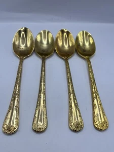 WM Rogers & Sons Gold Plated Flatware Enchanted Rose Spoons Set Of 4 Opulent - Picture 1 of 10