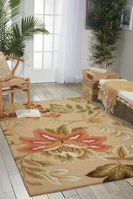 Alfombra Nourison Fantasy Floral Beige 5' x 7'6"" Fácil Limpieza, No Foto 1 de 4