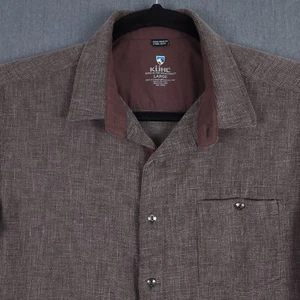 Kuhl Uproar 5 Panel Shirt Mens Medium Russet Brown Waffle Textured Long Sleeve - Picture 1 of 12