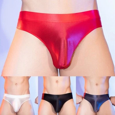 Comfortable Fit Glossy Trunks Men's Underpants High Stretch Low Waist Oil Shiny - Image 1 of 4