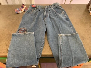 Jeans vintage anni 80 Bugle Boy larghi taglia 32/32 pieghettati nuovi con etichette made USA - Foto 1 di 11