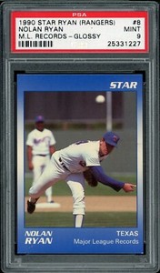 1990 Star (Rangers) Baseball #8 Nolan Ryan M.L. Records Glossy PSA 9