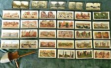 33 Assorted STEREOSCOPE CARDS from Various Counties PLUS Bonus Scope Viewer