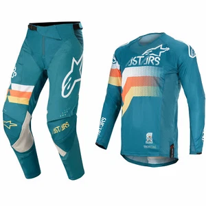 ALPINESTARS KIT TECHSTAR MOTOCROSS MX PANTS JERSEY - VENOM PETROL WHITE / ORANGE - Picture 1 of 3