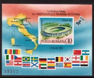 Copa Mundial de Fútbol de Rumania 1990 - Hoja de Italia Estampillas Estampilladas sin montar o nunca montadas como nuevas - Imagen 1 de 1