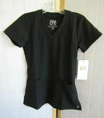 NWT Barco Gardena 4PKT Princess Perf Black Women's Short Sleeve Scrub Top XXS - Image 1 of 4