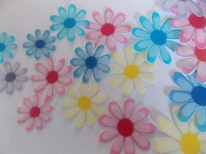 40 PRECUT Edible Mixed Flower wafer paper cake/cupcake toppers - Picture 1 of 3