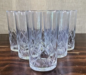 Set of 6 Vintage MCM Cut Glass 4.5" Juice Glasses Tumblers Drinkware GUC - Picture 1 of 11