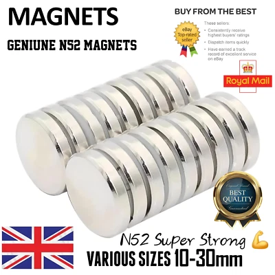 Strongest N52 Magnets Strong Various Size 2-40mm DIY, Craft,Small Disc Magnet UK