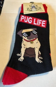 Sock Harbor Novelty Socks Men's Pug Life Dog Design NWT's - Picture 1 of 1