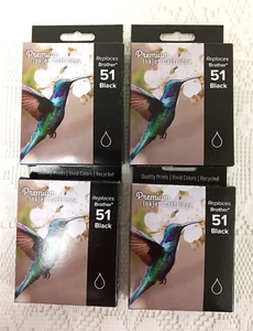 Premium Inkjet Cartridge REPLACES BROTHER 51 Black (4pk) EXPIRES 02/2025 - Picture 1 of 6