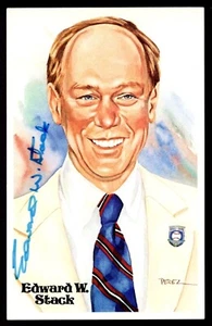 Edward W. Stack SIGNED 1981 Perez-Steele Post Card AUTO * Hall of Fame President - Picture 1 of 3