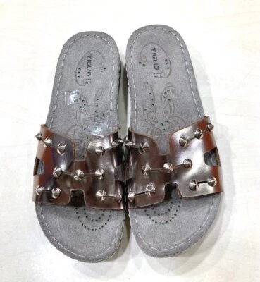 TIGLIO sandalo scalzato pantofola ciabatta argento piombo zeppa 37 38 39 40 - Immagine 1 di 4