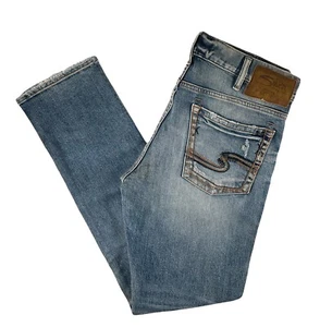 Silver Jeans Taavi Super Slim Fit Low Rise Ripped Stretch Men's 34 x 31.5 DEFECT - Picture 1 of 9