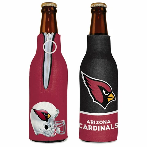 Arizona Cardinals Bottle Cooler 12 oz Zip Up Koozie Jacket NFL Two Sided Cover