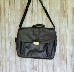 BOSCA MENS LEATHER MESSENGER BAG BLACK - Picture 1 of 16