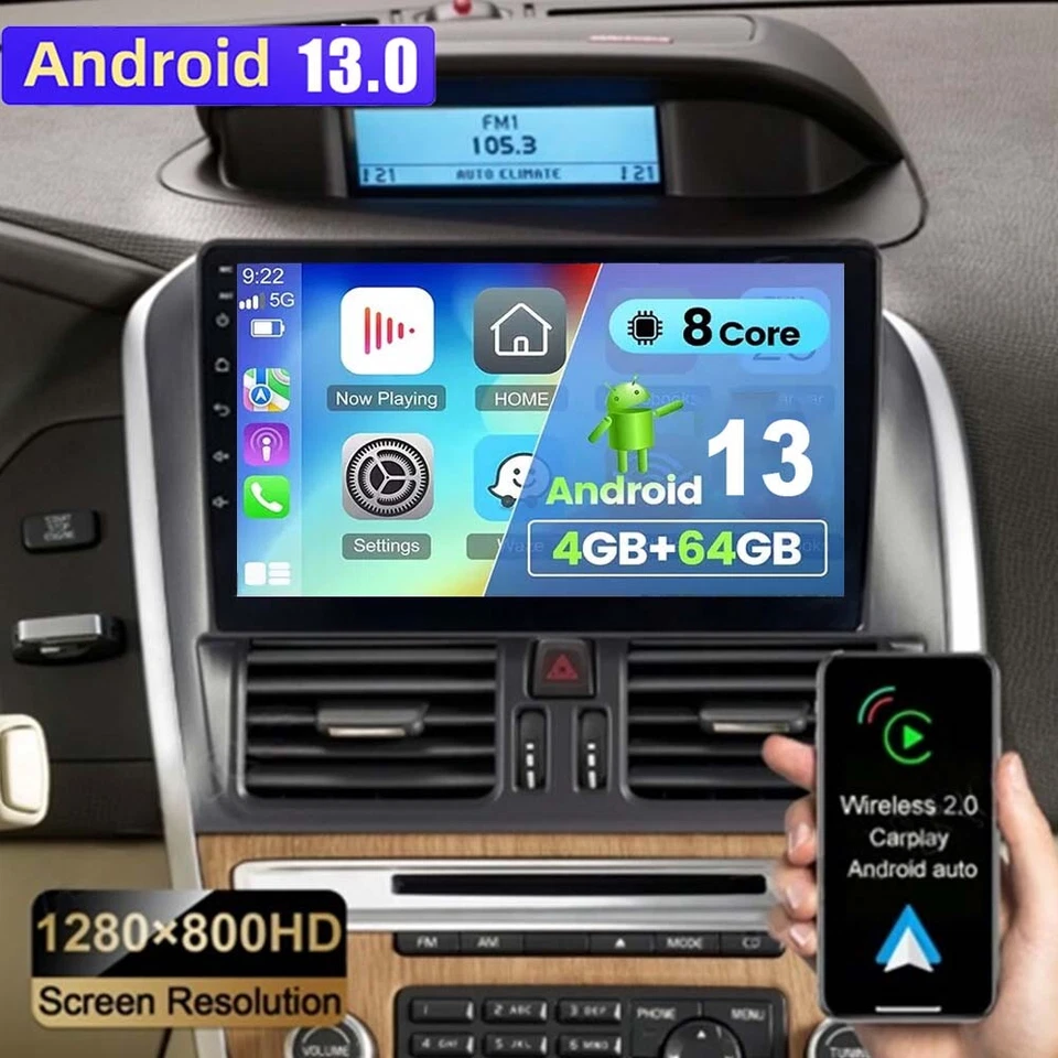 8-Kern Apple Carplay Android 13 Autoradio 64GB Navi BT für Volvo XC60 2008-2017 - Bild 1 von 4
