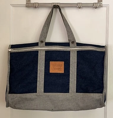 Vintage Levi 501 Denim Blue Jeans Duffle Garment Bag Overnight Bag Red Tag - Image 1 of 4